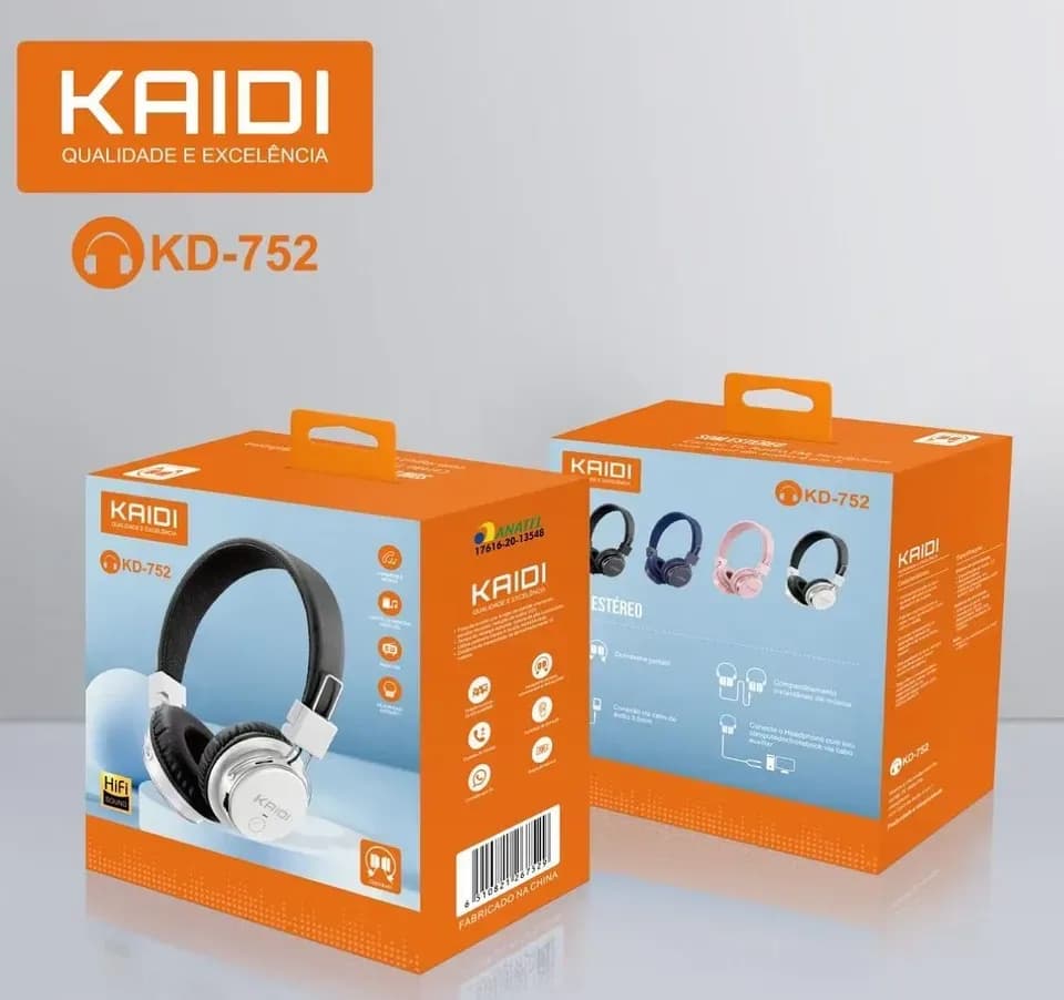Fone De Ouvido De Arco Bluetooth Kaidi Kd-752 Mp3 Micro Sd COD: J66 KD-752
