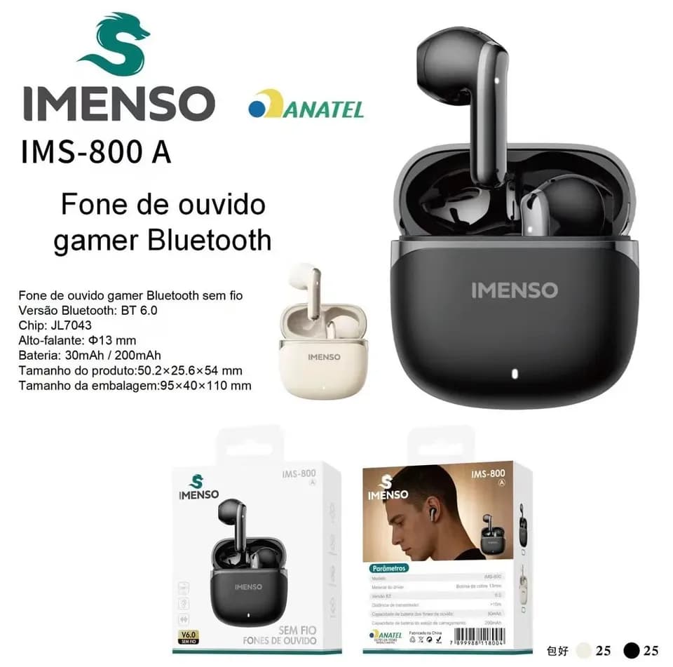 Fone Bluetooth IMENSO V6.0 TWS In-Ear COD: K87 IMS-800-A
