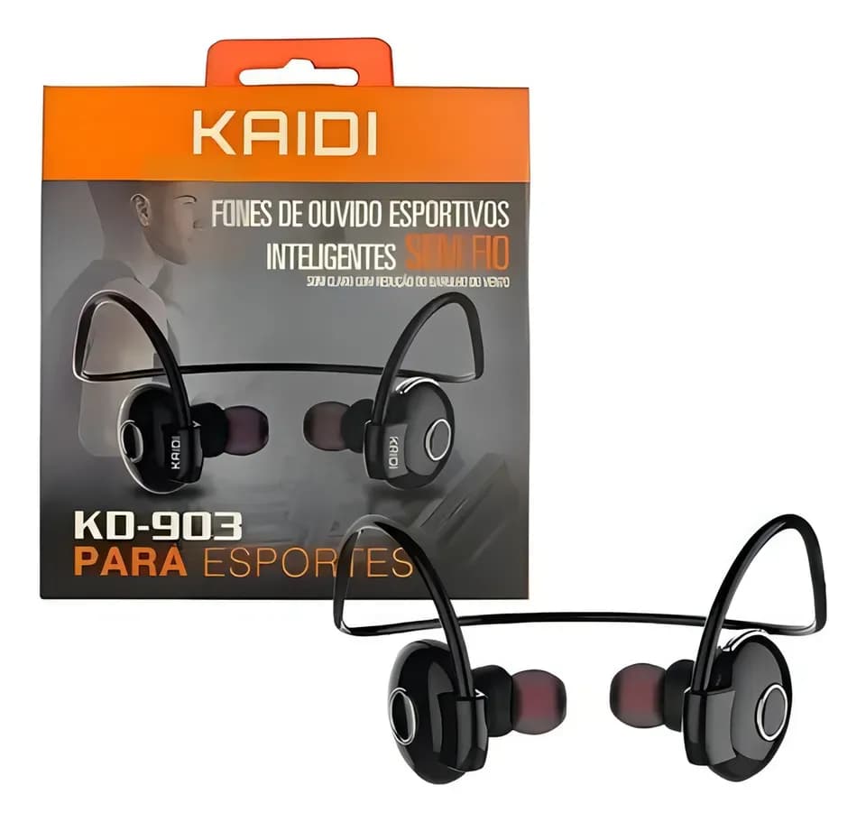 Fone De Ouvido Bluetooth Esportivo Kd-903 - Kaidi Cor Preto Cor da luz Preto