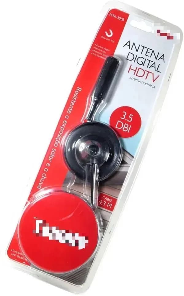 Antena Tv Digital Hd 3.5dbi Interna Externa Com Cabo 5m Al-3003